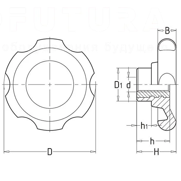 Лепестковые поворотные ручки EF02.13132 — схема №1