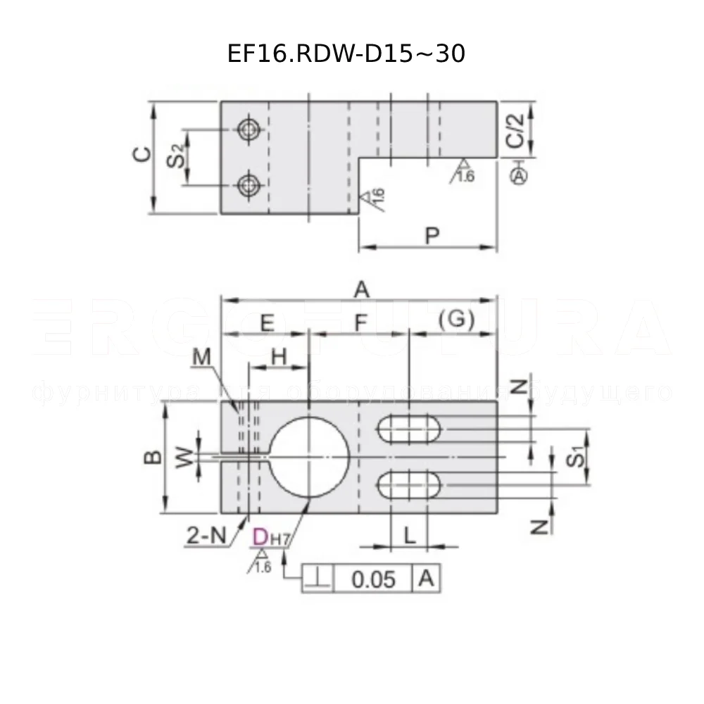 Фланцевые соединительные зажимы EF16.RDW01-21 — схема №2