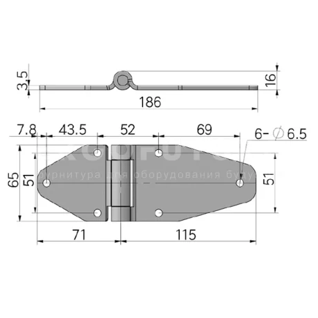 Петли для больших нагрузок K44 — схема №1