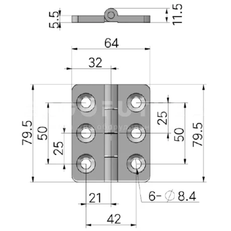 Петли для больших нагрузок K76B — схема №1