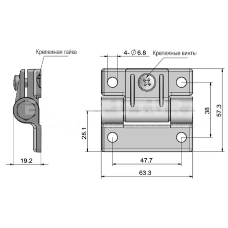 Петли с регулируемым трением EF12.K100 — схема №1