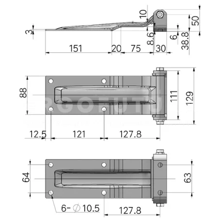 Петли фургонная K87B — схема №1