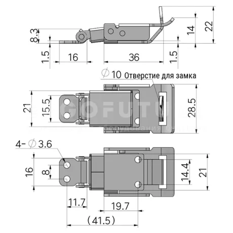 Гибкая демпферная защелка EF14.A32 — схема №1