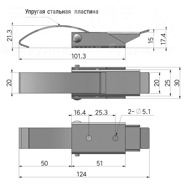 Гибкая демпферная защелка EF14.A41-4 — схема №1