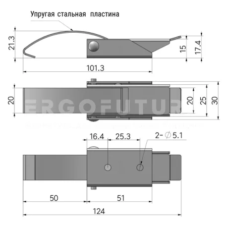 Гибкая демпферная защелка EF14.A41-4 — схема №1