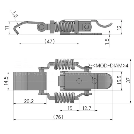 Гибкая демпферная защелка EF14.A69 — схема №1