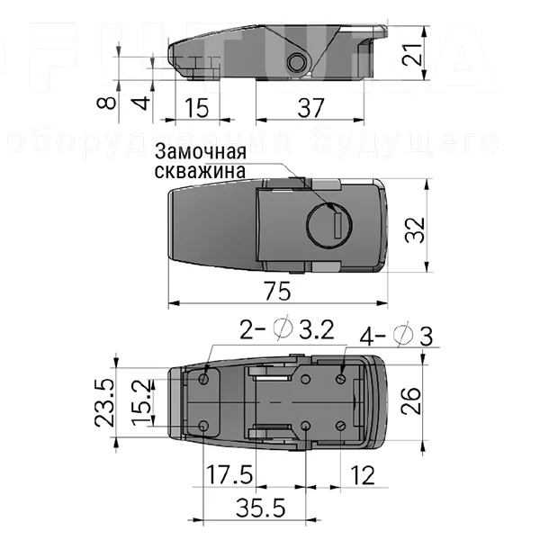Зажимной замок EF14.A106 — схема №1