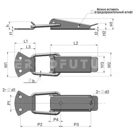 Зажимной замок EF14.A201, EF14.A203, EF14.A205 — схема №1
