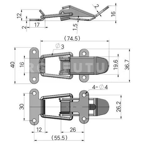 Зажимной замок EF14.A75 — схема №1