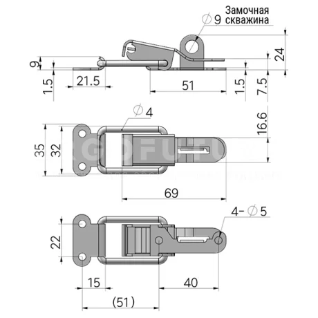 Зажимной замок EF14.A79 — схема №1
