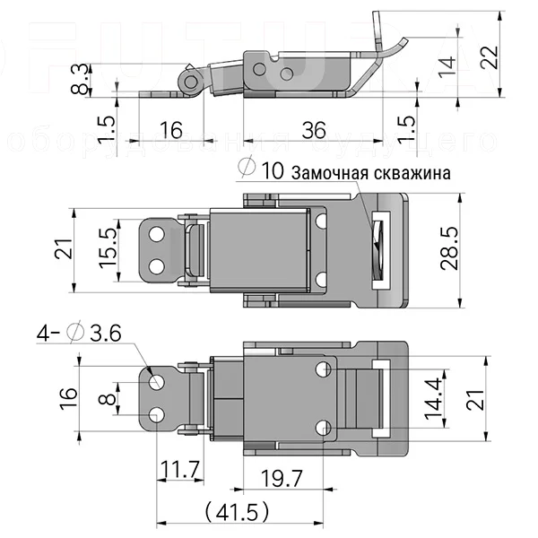 Замки натяжные EF14.A32 — схема №1