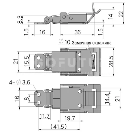 Замки натяжные EF14.A32 — схема №1