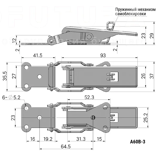 Замки натяжные EF14.A60B — схема №2