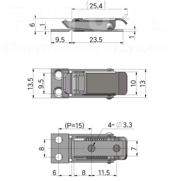 Замки натяжные EF14.A74B — схема №1