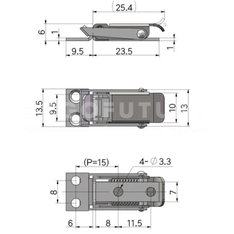 Замки натяжные EF14.A74B — схема №1