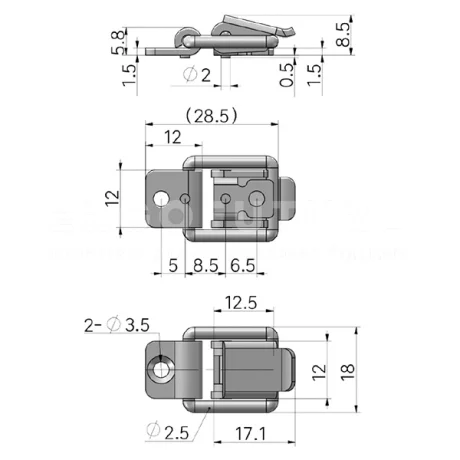 Замки натяжные в мини-исполнении EF14.A100B — схема №1