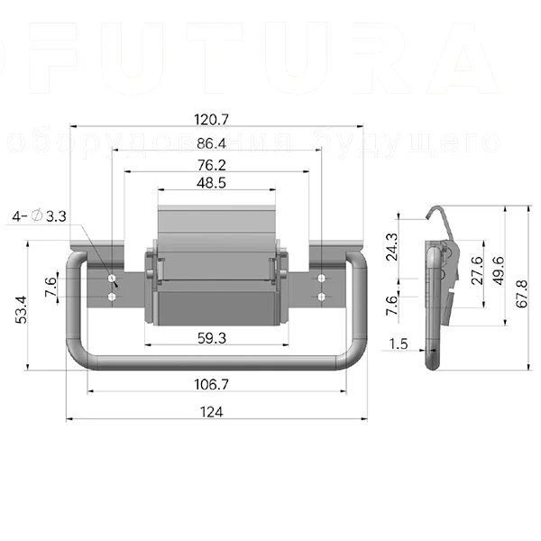 Защелка в виде ручки EF14.A135 — схема №1