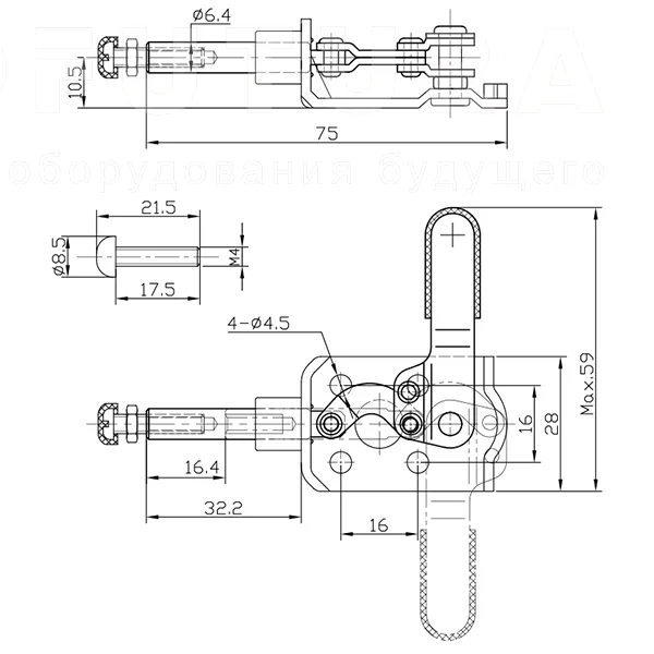 Плунжерные быстрые механические зажимы 301-CL — схема №1
