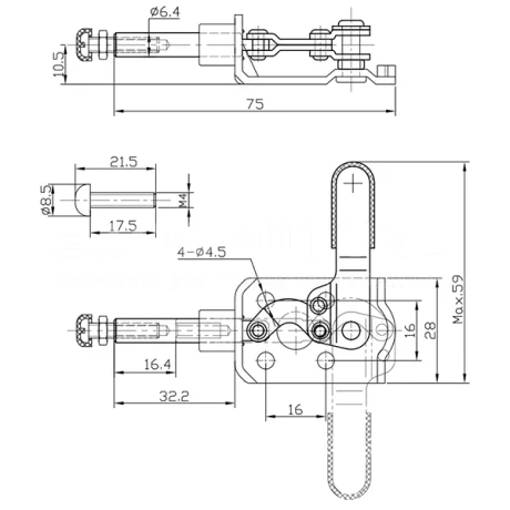 Плунжерные быстрые механические зажимы 301-CL — схема №1