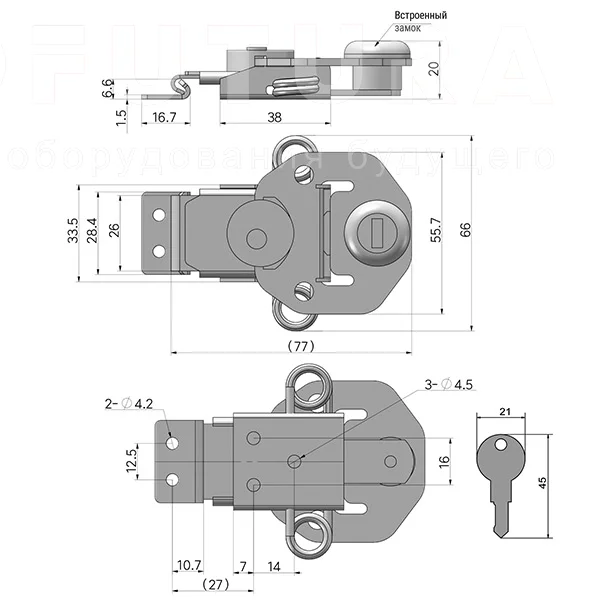 Поворотные блокируемые защелки EF14.A58B — схема №2