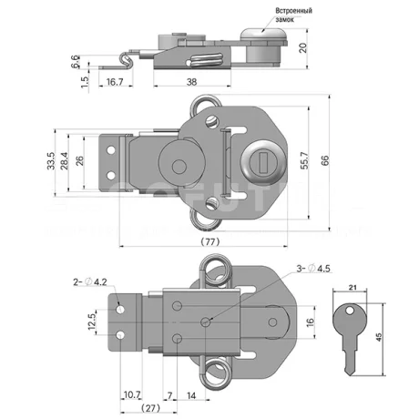 Поворотные блокируемые защелки EF14.A58B — схема №2
