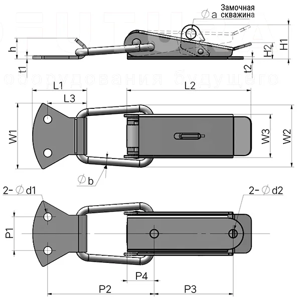 Предохранительная защелка A202B, A204B — схема №3