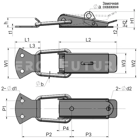 Предохранительная защелка A202B, A204B — схема №3