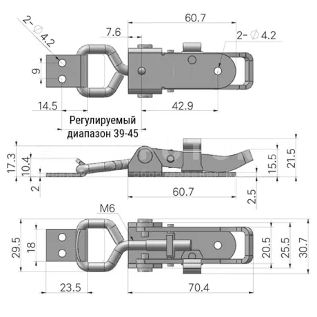 Регулируемые защелки EF14.4007 — схема №1