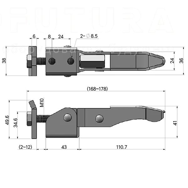Регулируемый зажимной замок для тяжелых нагрузок 43160 — схема №1