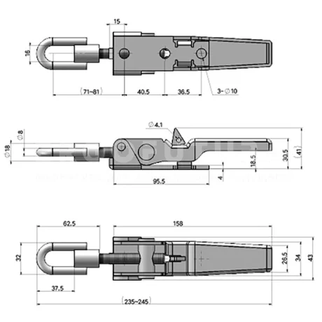 Регулируемый зажимной замок для тяжелых нагрузок 43170 — схема №1