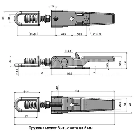 Регулируемый зажимной замок для тяжелых нагрузок 43180 — схема №1