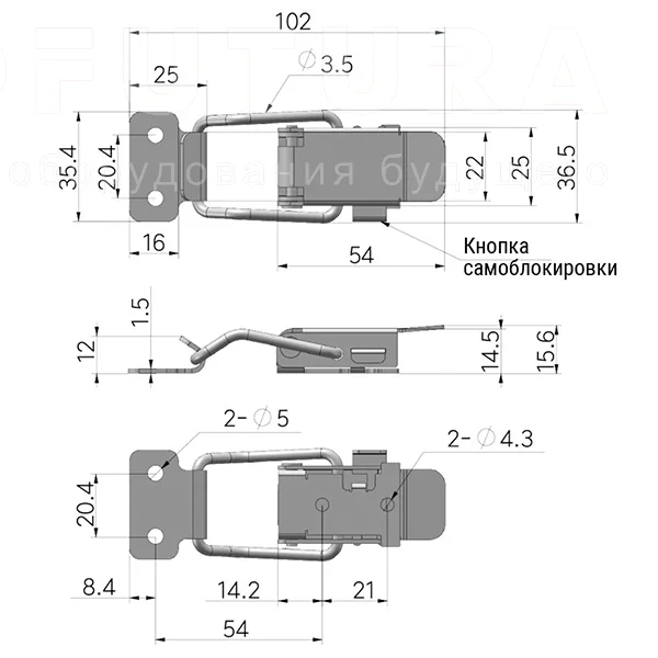 Самоблокирующиеся защелки EF14.A21B-4 — схема №1