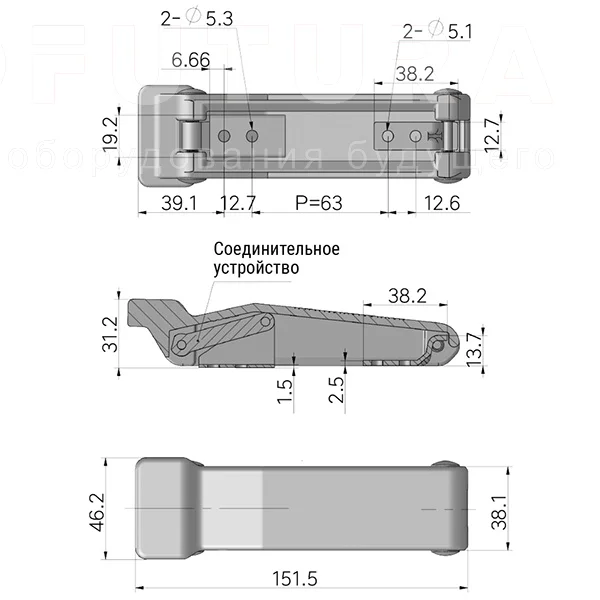 Скрытая гибкая защелка A150 — схема №1