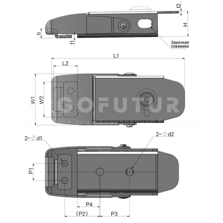 Скрытый зажимной замок EF14.A108 — схема №1