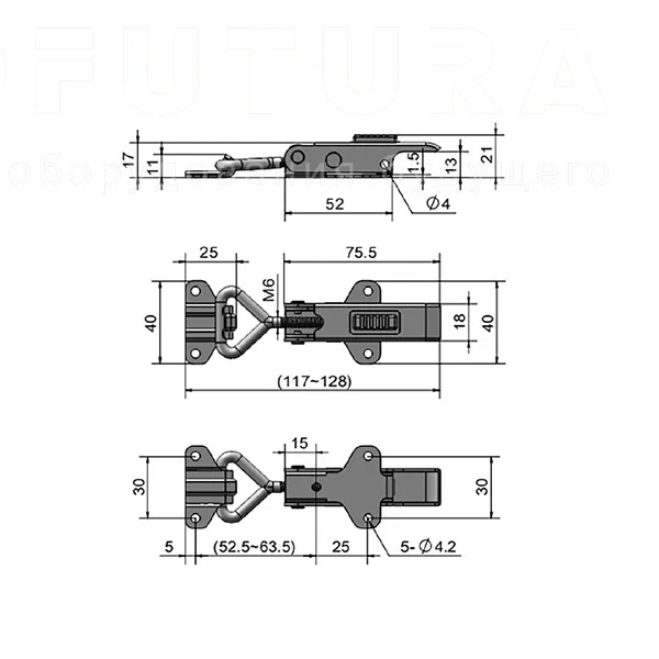 Замки натяжные с крюком EF14.A111 — схема №1