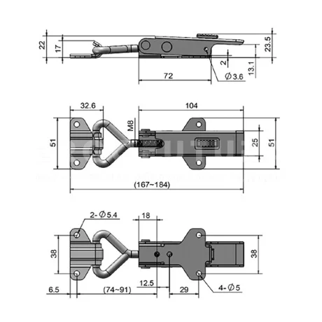 Замки натяжные с крюком EF14.A111 — схема №2