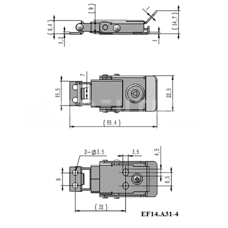 Гибкая демпферная защелка EF14.A31-3/4 — схема №1