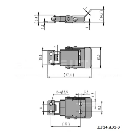 Гибкая демпферная защелка EF14.A31-3/4 — схема №2