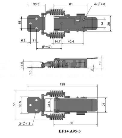 Гибкая демпферная защелка EF14.A95 — схема №3