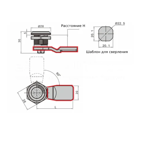 Защелки EF13.SK1 (для корпуса замка EF13.SK1-063) — схема №1