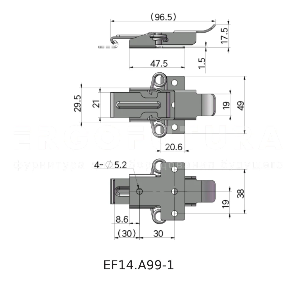 Гибкая демпферная защелка EF14.A99 — схема №1