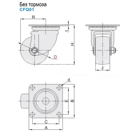 Колёса c поворотным кронштейном из оцинкованной стали EF17.CFQ — схема №1