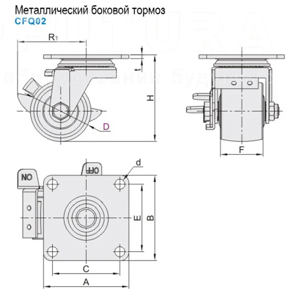 Колёса c поворотным кронштейном из оцинкованной стали EF17.CFQ — схема №2