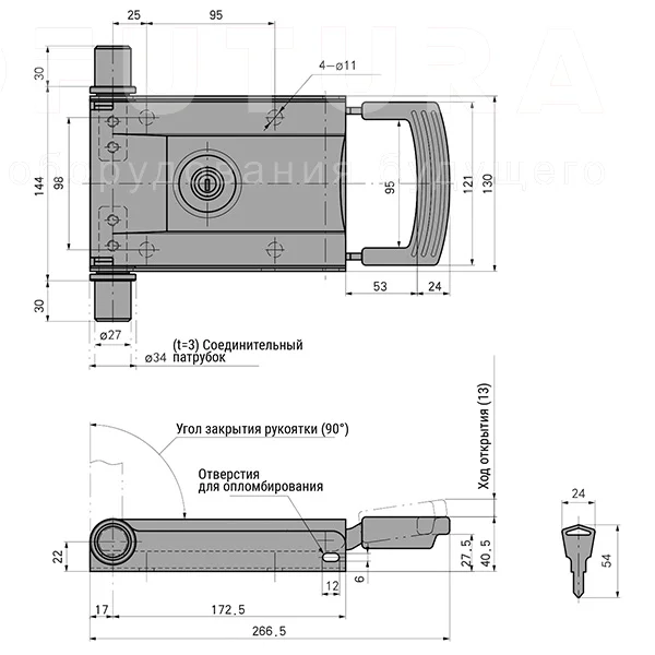 Прижимные замки M107B — схема №2