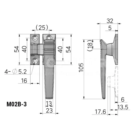 Ручки прижимного типа M02B — схема №2