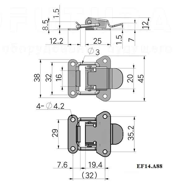 Зажимной замок EF14.A87, EF14.A88 — схема №1