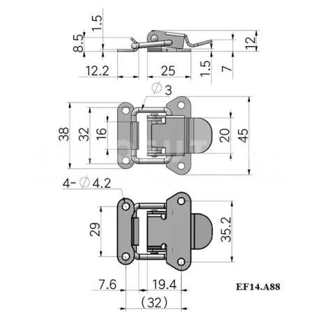 Зажимной замок EF14.A87, EF14.A88 — схема №1