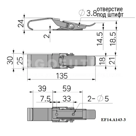 Гибкая демпферная защелка EF14.A143-NI — схема №1