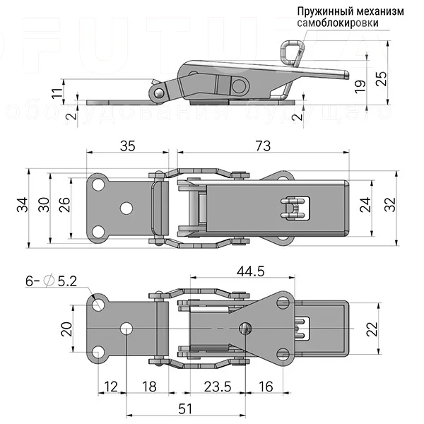 Замки натяжные EF14.A60 — схема №3