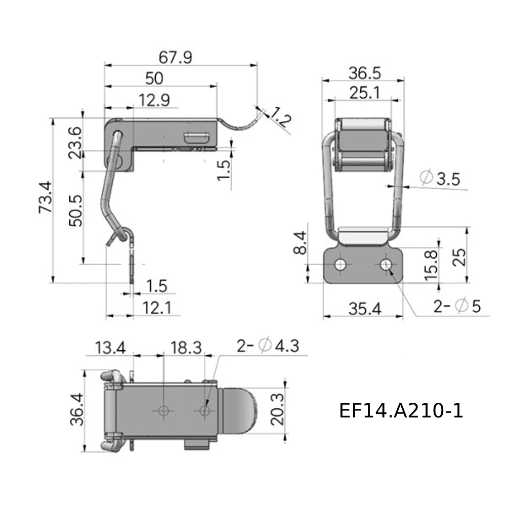 Вертикальная защелка с предохранителем EF14.A210 — схема №2